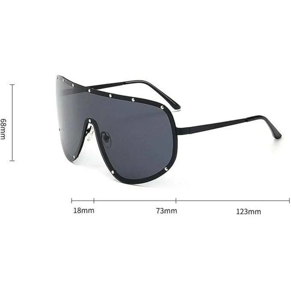Polarized UV400 Extra Oversize Top Metal Half Rim Shield Mask‎ Style Sunglasses